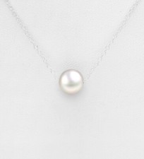 925 Sterling Silber Halskette 6-7 mm echte Süßwasserperlen Damen Schmuck