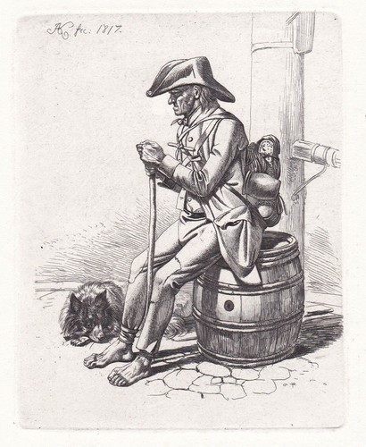 Invalide bei der - pumpe, hund