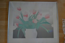 Großer Bild  " Tulpen in weißer Vase " Maler s.Bild mit Rahmen