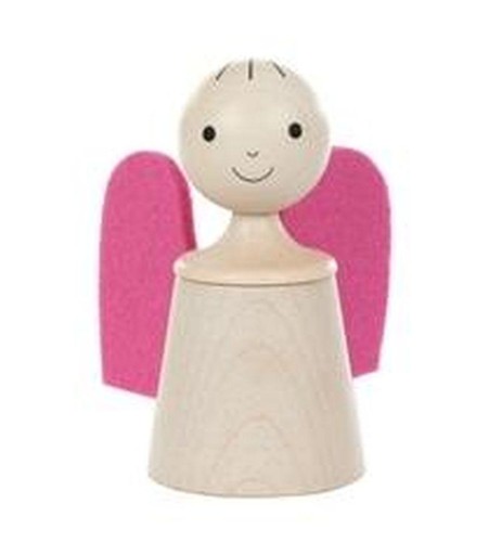 Holzfigur schutzengel pink - holzfigur,