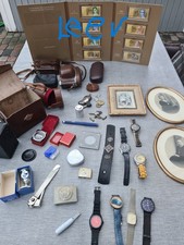 Konvolut Nachlasskiste Flohmarkt gerahmte Bilder Kameras Armbanduhren etc(L1808)