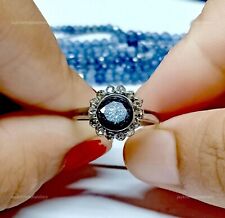 Blauer Saphir Blume Ring,925 Silber Scheibe Diamant Schöne Geburtstagsgeschenk