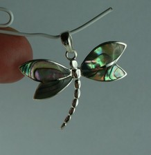 Sterling Silber Anhänger Libelle mit Paua Muschel Abalone