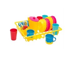 Idena Kinder Geschirrkorb 25-tlg Teller Tassen Gläser Besteck Kanne Spielküche