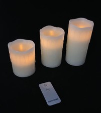 3er Set LED Echtwachs Kerzen
