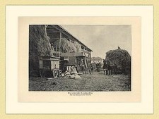 Eine elektrische Dreschmaschine Getreide Pferde Fuder Säcke DRUCK III 90