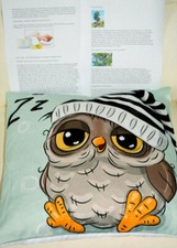 Zirbenkissen EULE , Dekokissen Kinder- Kissen 40 x40 cm Füllung 500g Zirbenspäne