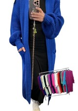 Italy Strick Jacke lang  Cardigan Dicke Winter Jacke Strickjacke 38-46 Mantel