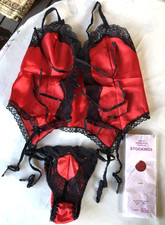 3er Set Edle Straps Corsage Slip Stockings Pin Up Gr. S Neuwertig in OVP #868K1