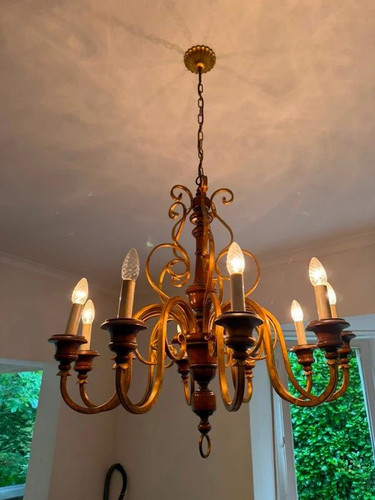 Kronleuchter holz metall - holz, gold