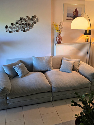 Sitzer sofa grau - 3-sitzer, cordoptik