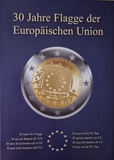 2 Euro 30 Jahre Flagge der EU 2015 A, D, F, G, J,  in Leuchtturm Münzkarte