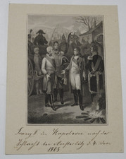 Stahlstich 19. Jh. – Napoleon & Franz II. – Austerlitz 1805 – Historische Szene