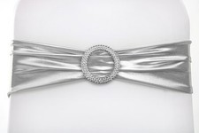 Stuhlschleifen Stretch Schleifenbänder METALLIC SILBER Schleifen Stuhlhussen 