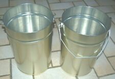 2 x Blech Eimer Weißblech Eimer Eindrückdeckel Eimer Metall Eimer Asche ca 34cm