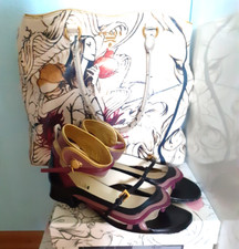 LUXUS PRADA Vintage 2008 Fairy Collection Leder Schuhe Ballerina viola schwarz