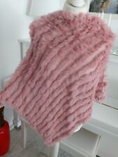 Traumhafter Damen Echtfell Poncho Weste Kaninchen rosa onesize wNEU
