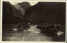 Lonvand Norwegen Norge AK ~1930 Boote Båtar Bootsfahrt Menschen Mensché Fjord