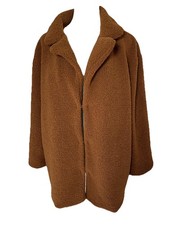 Teddy Fellmantel Felljacke Plüsch Damen L XL Cognac Braun