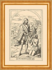 Der heilige Martin von Tours Gans Holzstich Sankt A4 1081 Gerahmt