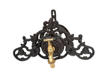 Schlauchhalter braune Blende Rosette 3/4 Zoll Vintage Geschenk mit Wasserhahn