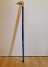 Gehstock m.Messinggriff/Pferdekopf Teilbar u. mit Schnapsbehälter im Stiel.89 cm