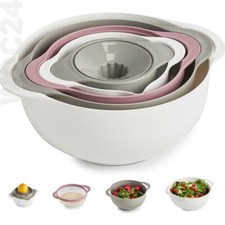 Schüssel Schalen Set STAPELBAR Sieb Salat Kunststoff Zitronenpresse Camping