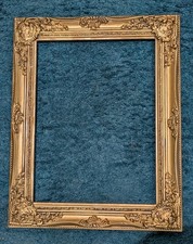 Holz Bilderrahmen  Barockstil Goldfarbig  über Eck gearbeitet FM: 30x 40cm