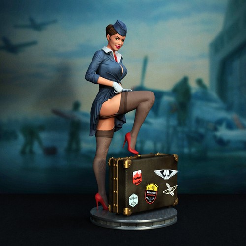 Stewardess pinup uniform - pinup,, 3d