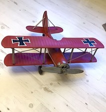 Oldtimer Blechflugzeug 60cm  Modell Roter Baron Doppeldecker XXL Version