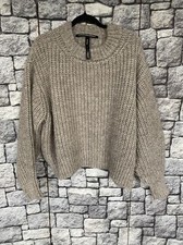 GROBSTRICK Pullover Damen M 10Days Taupe Wollmischung Oversize 10G74