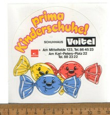 alter Aufkleber : prima Kinderschuhe! Schuhhaus Voitel HANNOVER   (80er Jahre)