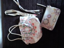 Set Desigual Handtasche Blumen Umhängetasche Bag  Crème Weiß #142