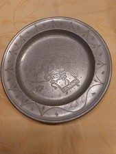 Alte Zinnteller 22,5cm, H D K vorne punziert, Vintage alt