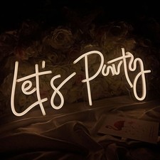 Neon LED Licht Let´s Party Schild Wand Deko Lampe Gaming Beleuchtung Schriftzug