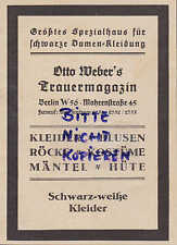 BERLIN, Werbung 1931, Otto Weber's Trauer-Magazin Mode Kleider Hüte Mäntel