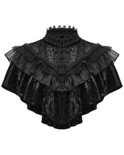 Punk Rave Daily Life Damen Gothic Crushed Samt & Spitze Bolero Cape Schwarz