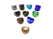 10 Glasringe Mehrfarbig Silber