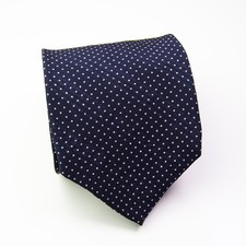 Edsor Kronen SÖR Krawatte Navy Blau Weiß Punkte Polkadots 100% Seide 9cm