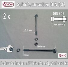 Schloßschrauben mit Mutter u.U-scheibe, Stahl verzinkt, M6 x 100 mm, DIN 603