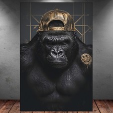 LEINWAND BILD ER XXL ABSTRAKT GORILLA AFFE KEEP SMILING GRAFFITI WAND POSTER