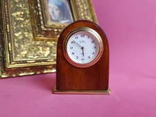 (K13) Miniatur Kamin Tisch Royal Quarz Uhr Holz Hochglanz- Lack Batterie H7cm