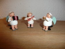 Erzgebirge KWO Engel mit Akkordeon, Mandoline, Trompete, große hellblaue Flügel