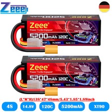 2x Zeee 4S Lipo Akku 14.8V 120C 5200mAh Hardcase XT90 für RC Auto Boot Buggy LKW