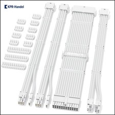 Hochwertiges PSU-Kabel-Set in Weiß mit vergoldeten Anschlüssen für Desktop-Setup