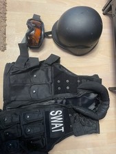 SWAT Kostüm Halloween Fasching Weste Helm Brille Polizei Uniform Cosplay