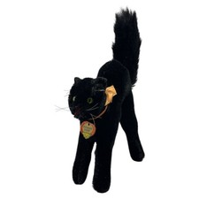 Steiff Kater Tom Katze Buckel Mohair Plüsch Stofftier 13cm Lang Schwarz Schild