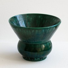 Hael Werkstätten kleine Vase Glasur dunkelgrün Perlmutt Stempelmarke um 1930