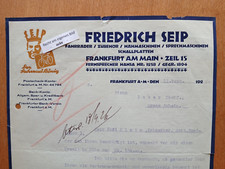 F. Seip – Der Fahrradkönig – Fahrrad-Geschäft Frankfurt M – Firmen-Brief 1926