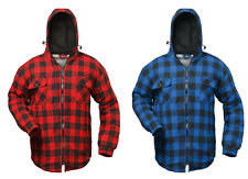 Herren Thermo Hemd mit Kapuze Holzfäller Kariert Gefüttert Arbeits Jacke Flanell
